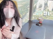 清纯秘书为升职加薪主动献身老板~落地窗前被爆操内射！ 看桃桃完整版视频请关注推特入群哦~ 4/16