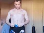 LongJohn0Hara changing from his gym gear into his dinner date green date suite 2/16