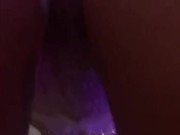 Beauty in red shorts shows off her legs in stripes