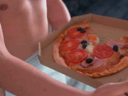Naughty delivery girl ate the client's pizza and was fucked for it