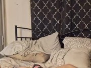 Pretty girl in bra and panties looking sexy as fuck laying on my bed