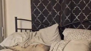 Pretty girl in bra and panties looking sexy as fuck laying on my bed
