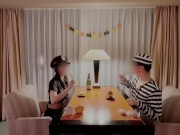 【個人撮影】ハロウィン仮装🎃ポリスにお仕置きされる囚人..しかし手錠が外れると・・👻濃厚中出しSEX動画♡／Japanese amateur hentai ／日本人／パイパン／色白／美少女 1/16