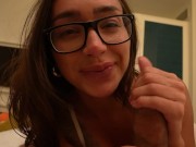 Dirty slut Sisi Rose stuffs lollipop in her ass and let’s fan cum in her 2/16