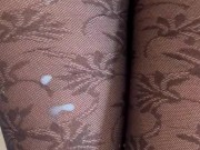 her nylon legs excite me so I cum on them 16/16