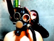 Halloween is coming! Creepy video of a gas mask fetish in the shower. 9/16