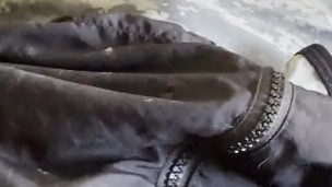 Army solider jerks off in his wrestling singlet shoots cum through it!