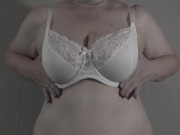 Trying on a bra. Mature bbw milf with big saggy tits. 11/16