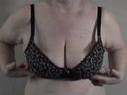 Trying on a bra. Mature bbw milf with big saggy tits. 15/16