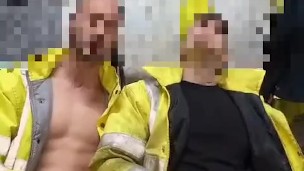 Hot Tradie lads wank together on lunch break.