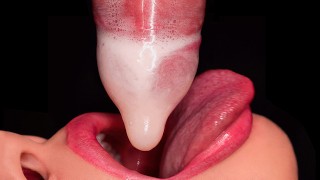 CLOSE UP: HORNY Mouth MILKING All CUM into CONDOM and BROKE IT ...