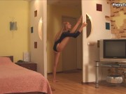 Small tits blonde gymnast Alla stretching legs 3/16