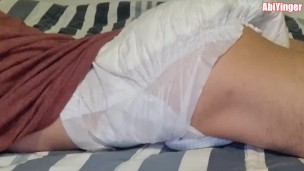 ABDL Diaper Boy Jerking Off His Big Cock In A Diaper