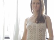 Busty Brunette Coed Janna Rubs Her Pretty Pink Pussy To Orgasm! 3/16