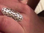 my first video in 2017 I suck him and jerk him off to make him cum on my small tits 4/16