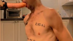 Loser fag suck dildo for Master