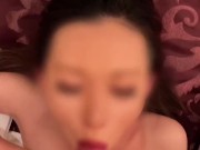 手コキが気持ち良すぎて精子と潮をぶちまけましたｗ / HUGE cock- sloppy deepthroat blowjob, squirting and very messy cumshot 1/16