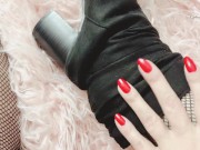 Taking off my fishnets and tall heels! Dirty talking as I rub on my pussy and show a toe ring! 7/16