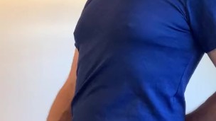Jerking off standing up before dinner. I have an intense orgasm!