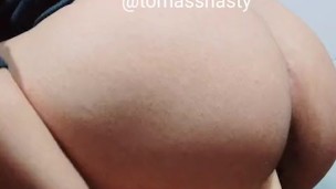 Masturbating. A lot of farts on dildo