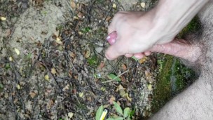 Jerking Outdoor Torture muschroom head to cumshot