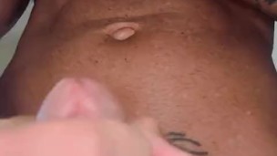 Close up stroking to a big messy load