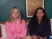 Busty ebony pussly licked by cute girl 3/16