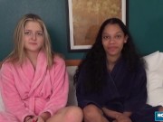 Busty ebony pussly licked by cute girl 4/16