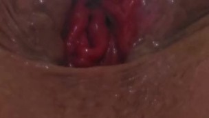 Fucking my wet juicy ass with a huge plug on a drill drilling my ass till it cums