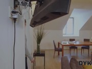 DYKE4K. Three girls decided to ignore busy man and have fun together 2/16