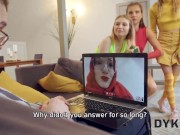 DYKE4K. Three girls decided to ignore busy man and have fun together 4/16