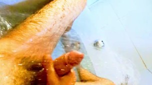 Passionate slow Jerking with steaming Water Drizzle POV