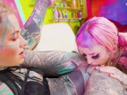 Alternative guy with Big dick rough fucking two cute tattooed girls Asses - hardcore ANAL threesome with facial cumshot! 9/16