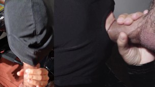 I suck his cock and he comes on my head on the hood