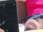 Stranger control pussy in cafe with sex toy