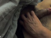 They share the bed and she touches his cock, big squirt after long abstinence..SHELY81 3/16