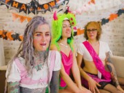 Halloween Orgy - Tattooed Girls get hard fucked + big facial cumshoots 4/16