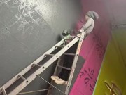 Tattooed Girl get fucked and facial while painting a wall 12/16