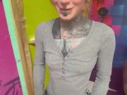 Tattooed Girl get fucked and facial while painting a wall 3/16
