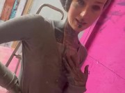 Tattooed Girl get fucked and facial while painting a wall 4/16
