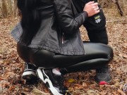 Outdoor Blowjob and Facefuck with a Massive Facial for Ponytail Brunette in Leather Suite 3/16
