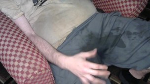 Having some hot cheese dip using nike shorts for bowl