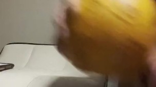 Rearranging pumpkins guts (mouth and anal) heated toy