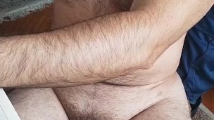 Caucasian boss chating and playing with dick