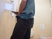 Fast and Risky Cumshot in a glass - public bathroom