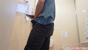 Fast and Risky Cumshot in a glass - public bathroom