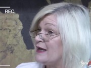 The guy with the big cock lies on the lounger as an object of desire. Lacey Starr shows the milfs how to get the cock bigger. 2/16