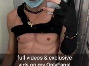 TikTok eboy stroking big dick in public plane bathroom 15/16