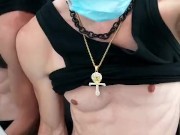 TikTok eboy stroking big dick in public plane bathroom 8/16
