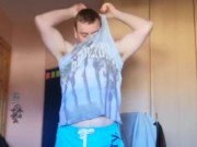 LongJohn0Hara getting out of his beach wear and going into the shower 3/16